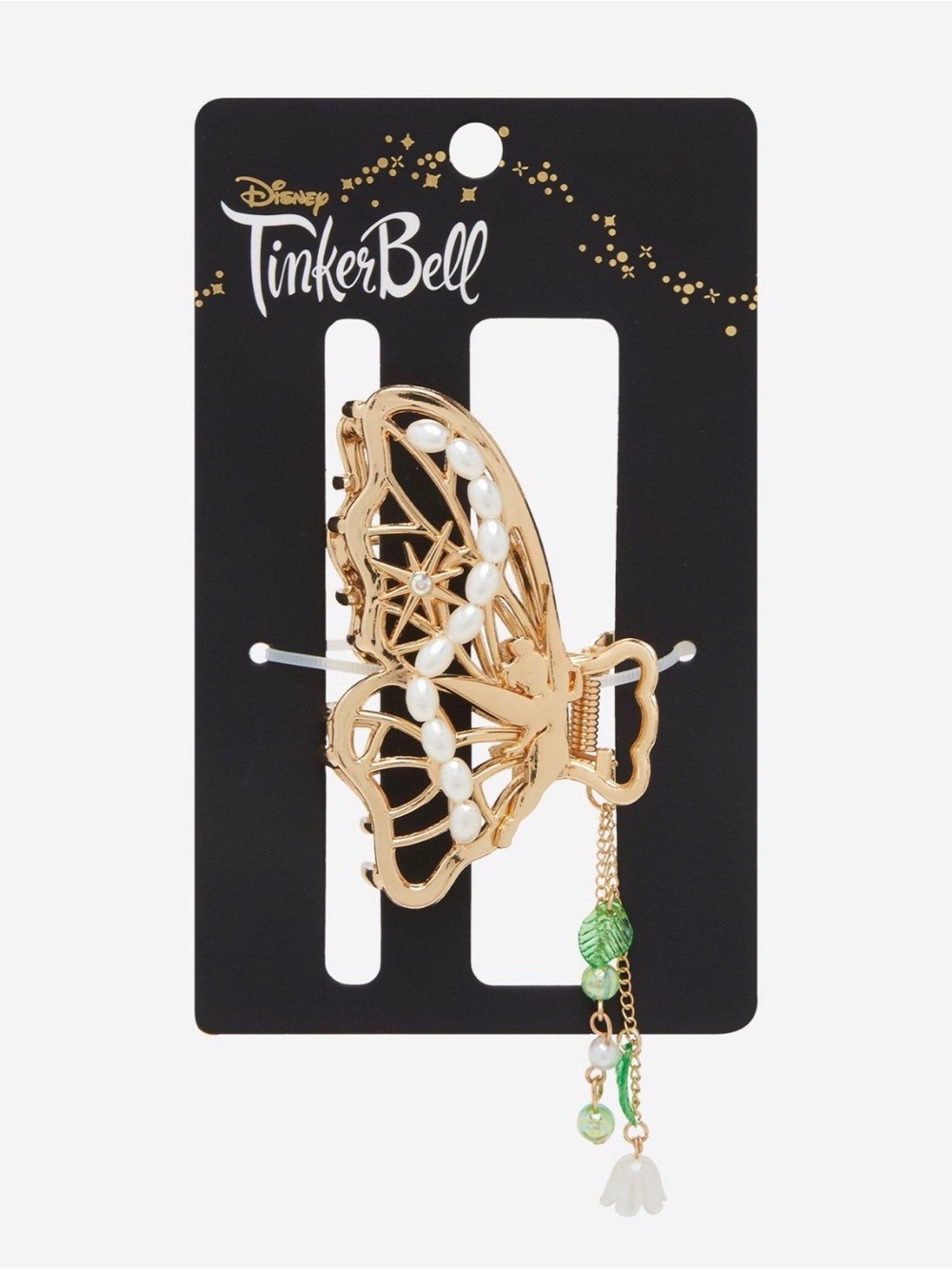 New Disney Peter Pan Tinker Bell Gold Butterfly Claw Clip with Charm